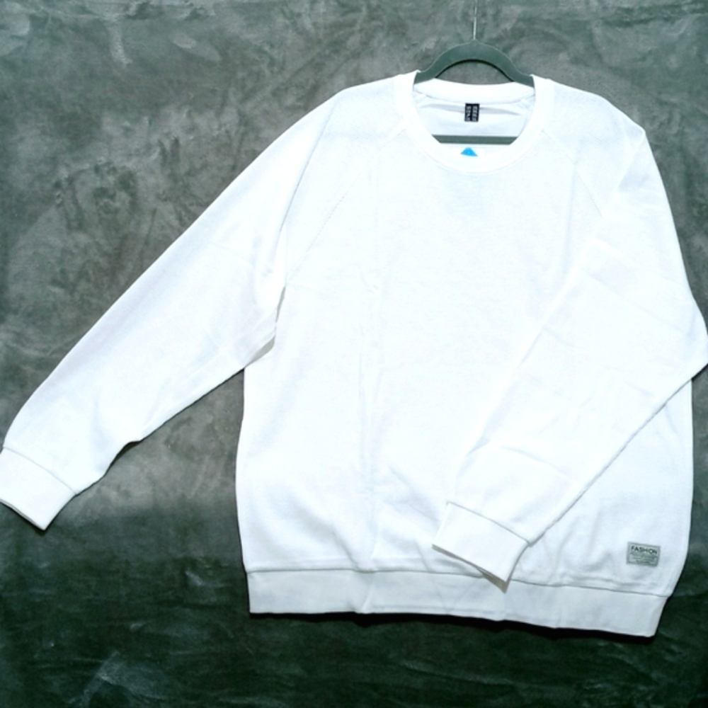 Mens regular white crewneck thermal